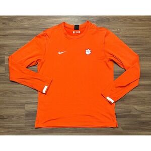 Nike On Field Clemson Tigers Long Sleeve Ribbed Thermal Shirt Orange Sz M